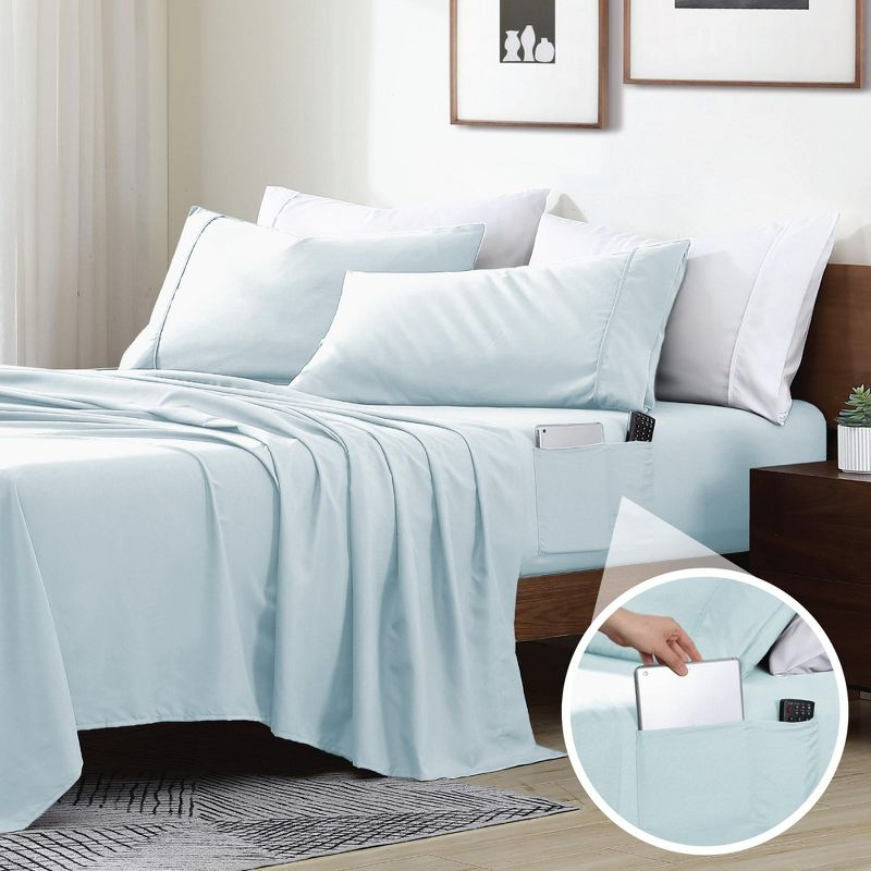 Swift Home | 4-Piece Solid Microfiber Sheet Set Blush Queen