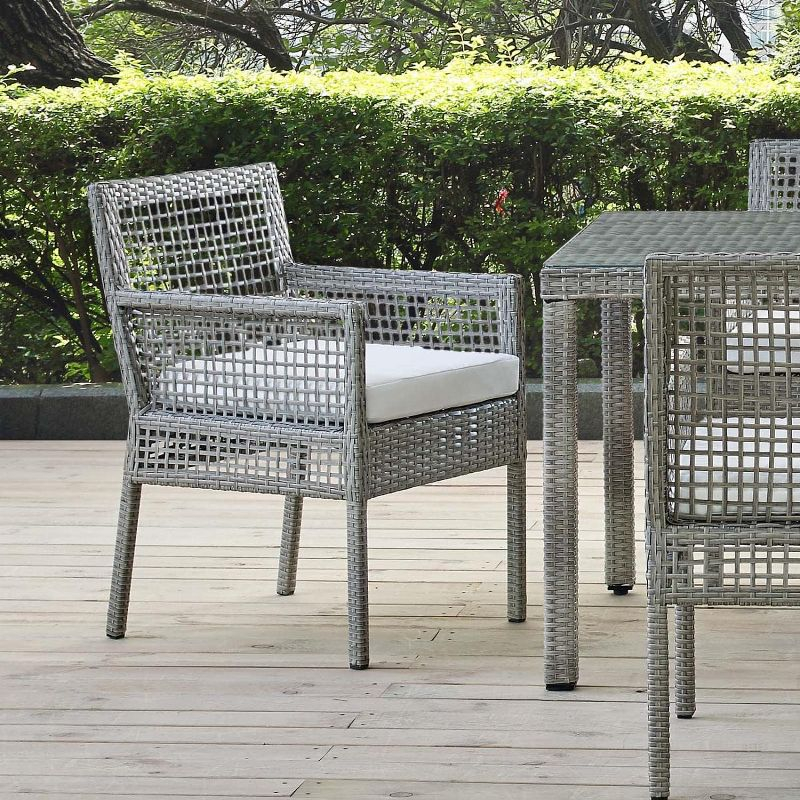 Modway Aura Outdoor Patio Wicker Rattan Dining Armchair - Gray White