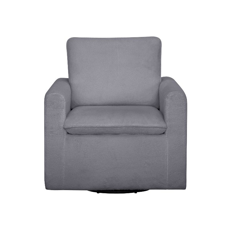 Lifestyle Solutions Lyndale Swivel Accent Chair Charcoal: High-Density Foam, Metal Legs, Scandinavian Style