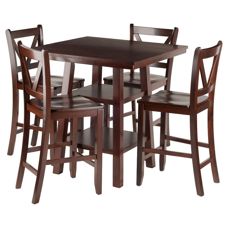 5pc Orlando Counter Height Dining Sets with Storage & Cushion Stools - Winsome