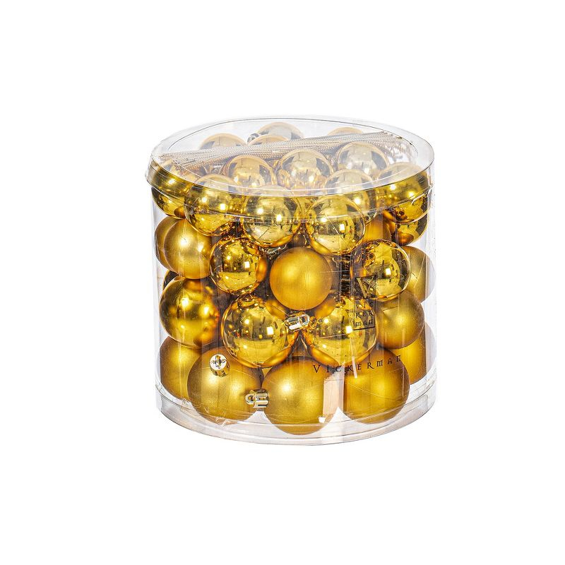 Vickerman 1.5"-2" Gold Shiny and Matte Finish Ball Ornament, 50 per Box