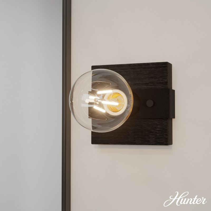Hunter Fan Donelson Natural Black Iron and Dark Ash Sconce Wall Light Fixture: ETL Listed, Dimmable, Metal Body