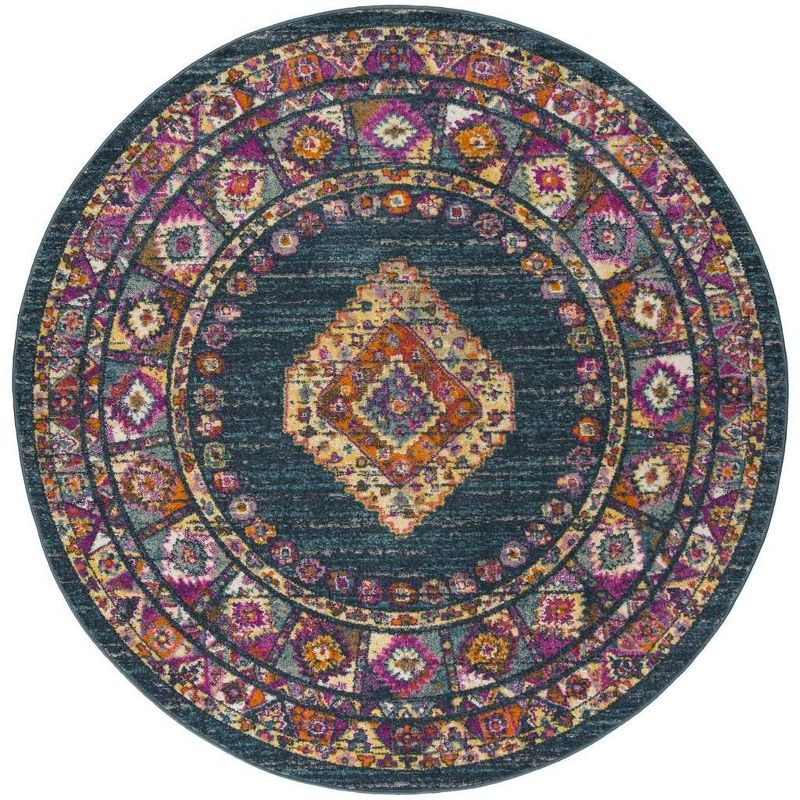 Madison MAD133 Power Loomed Indoor Area Rug - Blue/Fuchsia - 6'7" round - Safavieh.