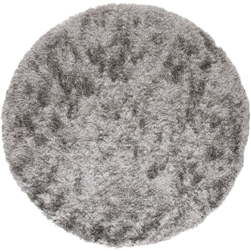 Paris Shag SG511 Hand Tufted Indoor Area Rug - Silver - 7' Round - Safavieh