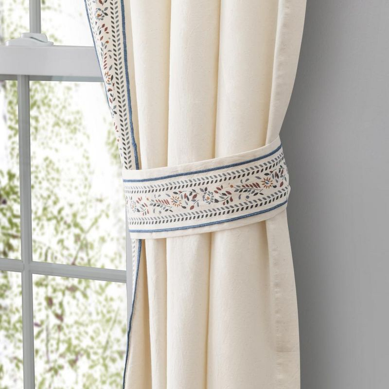 Ellis Curtain Richmark Tailored Rod Pocket Design Curtain Panel Pair for Windows with Ties 70" x 72" Natural