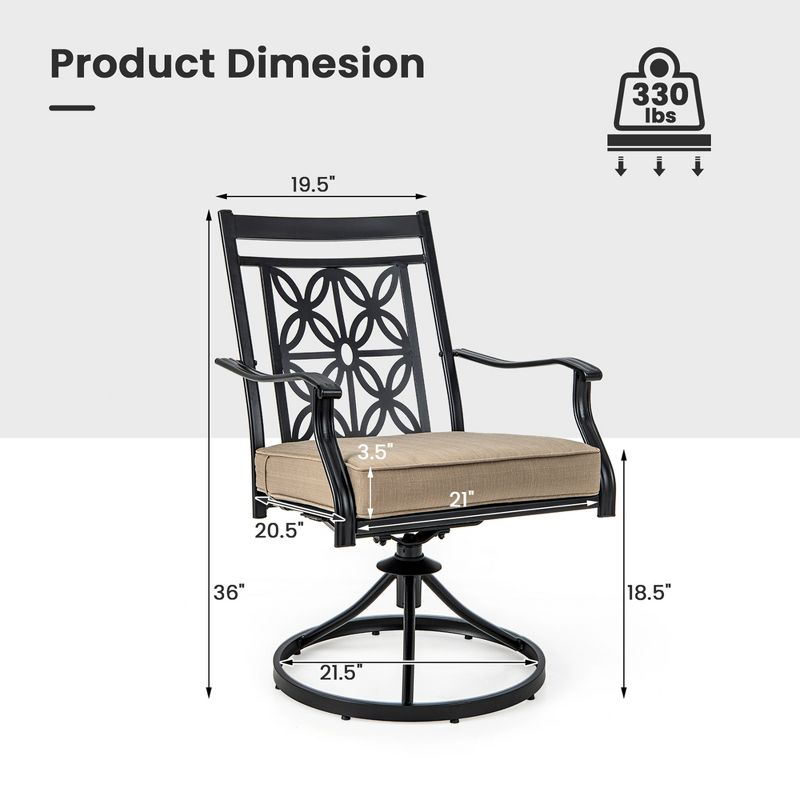 Costway Patio Swivel Chair 4 PCS Outdoor Bistro Dining Chair Blossom Pattern Backrest