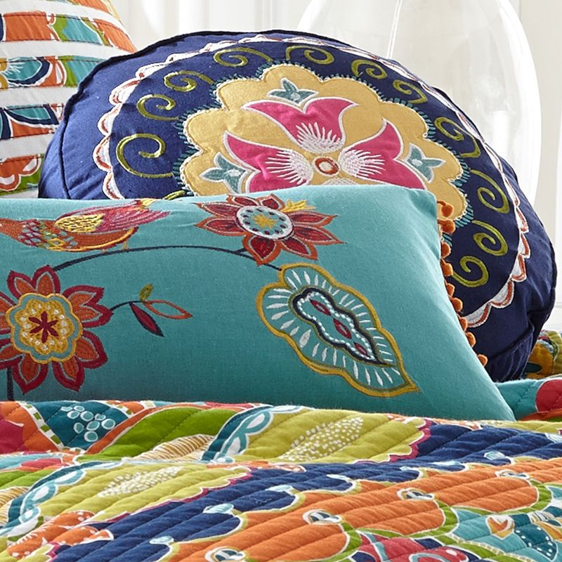 Amelie Embroidered Medallion Decorative Round Pillow - Levtex Home