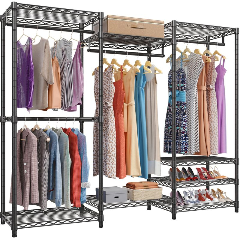 VIPEK V5 6 Tiers Wire Garment Rack Portable Closet Wardrobe, Max Load 890LBS, Black