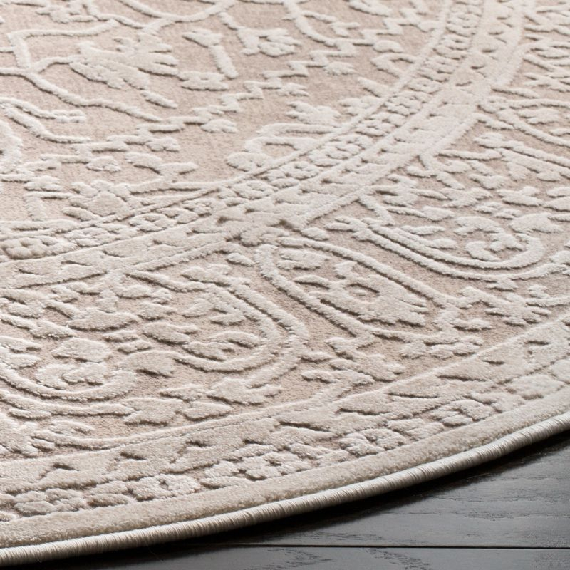 Reflection RFT670 Power Loomed Indoor Area Rug - 6'7" Round - Beige/Cream - Safavieh