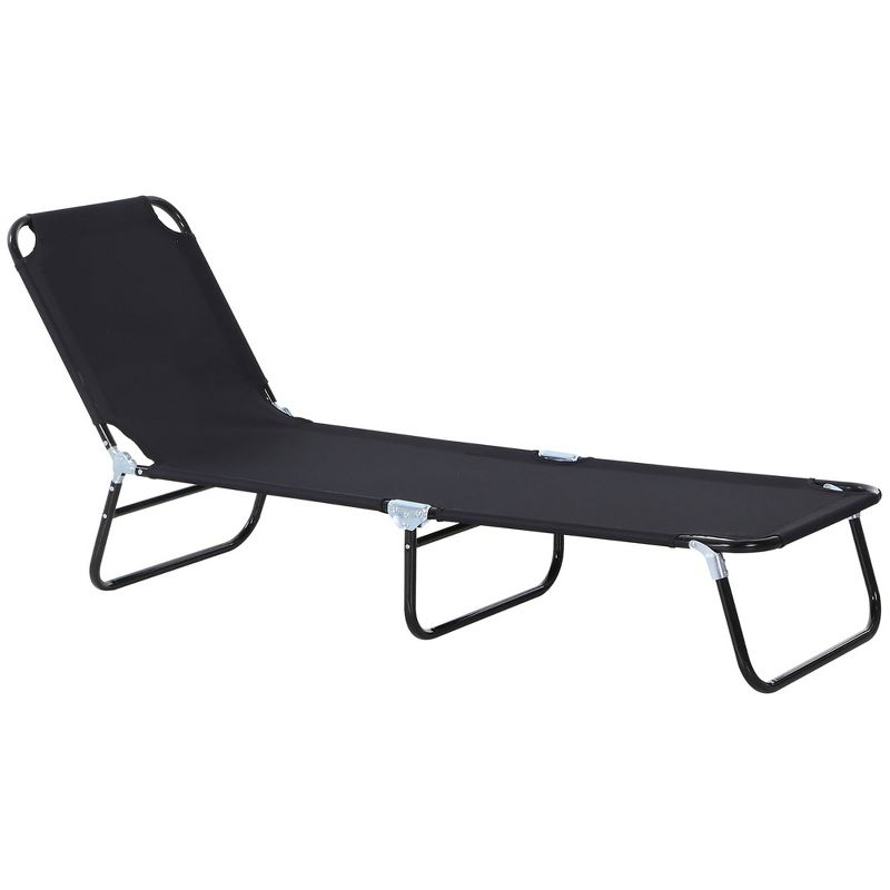 Outsunny Patio Chaise Lounge Chair, Layout Sun Tanning, Folding Sunbathing Beach Chair for Adults, Reclining Lay Down Lounger for Pool, Black