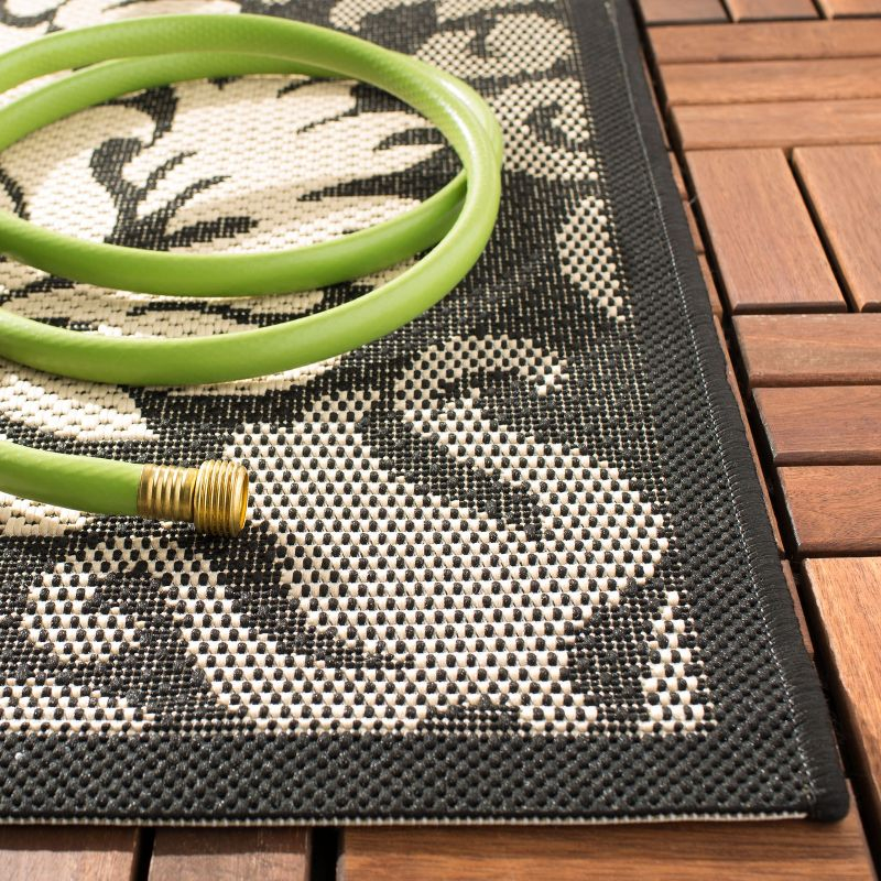 Courtyard CY2714 Power Loomed Indoor and Outdoor Area Rug - Black/Sand - 6'7"x9'6" - Safavieh