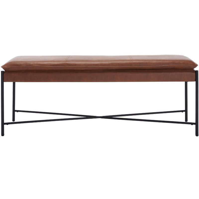 Kara Cushioned X Bench - Brown/Black - Safavieh