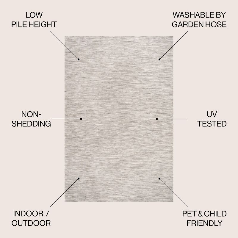 6'x6' Ethan Modern Flatweave Solid  Area Rug, Light Gray - JONATHAN Y