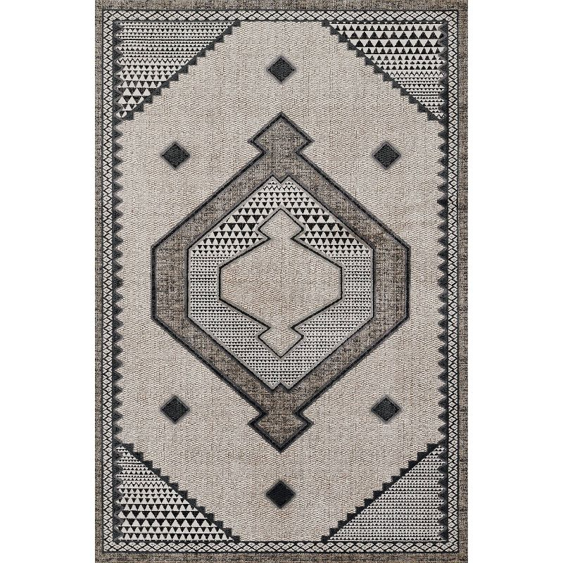Momeni 9'3"x12'6" Noho Cooper Machine Loomed Area Rug Ivory: Geometric Pattern, Low Pile, Indoor Use, Polyester