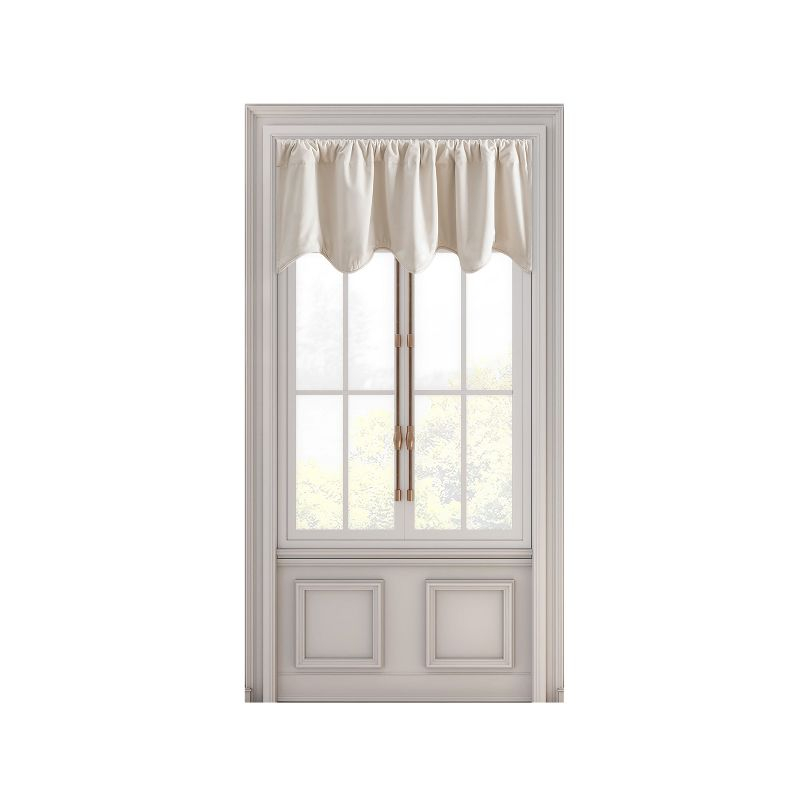 Ricardo Velvet Rod Pocket w/Back Tabs Scalloped Valance w/Backout Lining 50x17 Bone