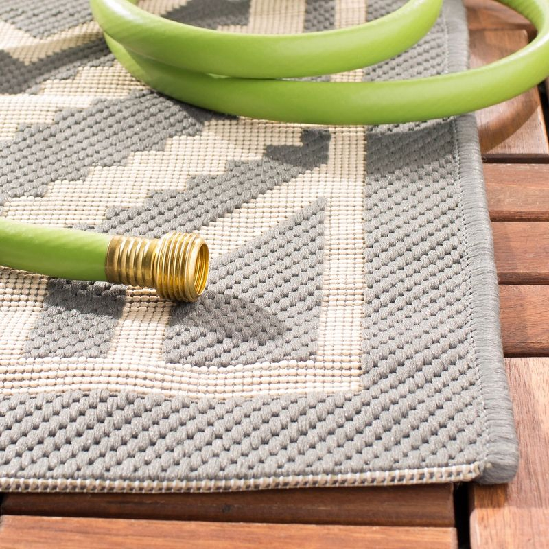 Courtyard CY6902 Power Loomed Indoor and Outdoor Area Rug - Anthracite/Beige - 7'10"x7'10" - Safavieh