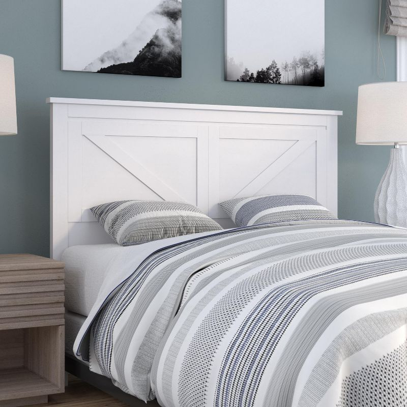Glenwillow Home Farmhouse Style Wood Panel Headboard in Gloss White, Full Size