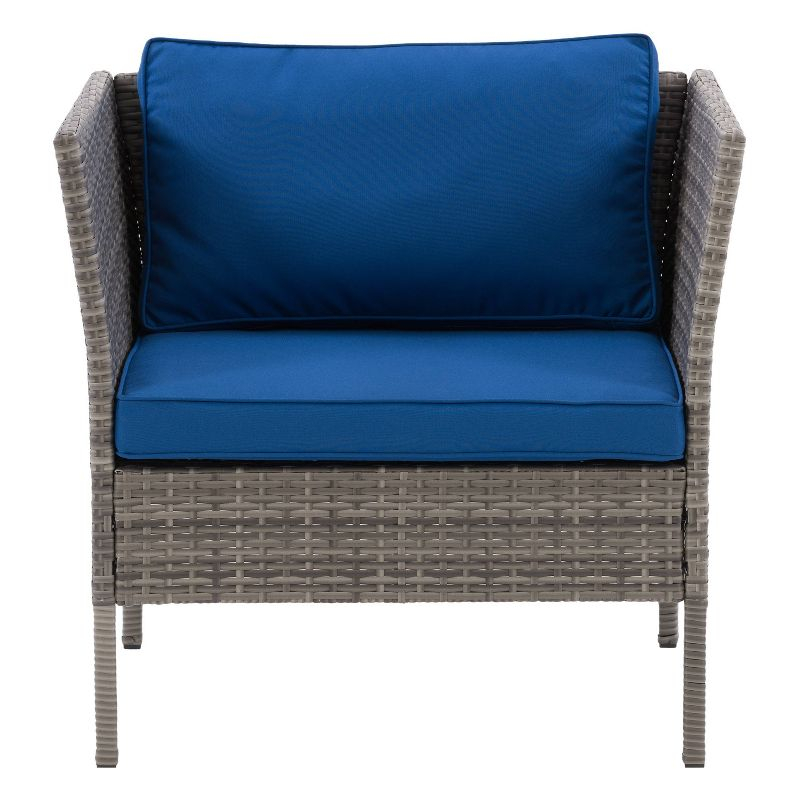 Patio Arm Chair with Cushions - Gray/Blue - CorLiving