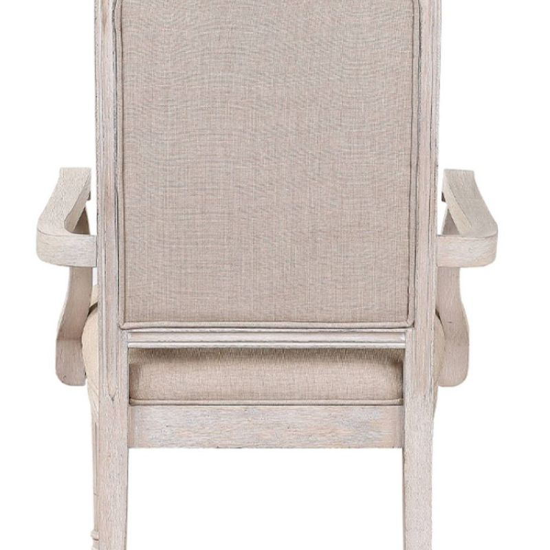 Acme Furniture Wynsor Dining Chairs Arm Chair Fabric/Vintage Bone White Finish