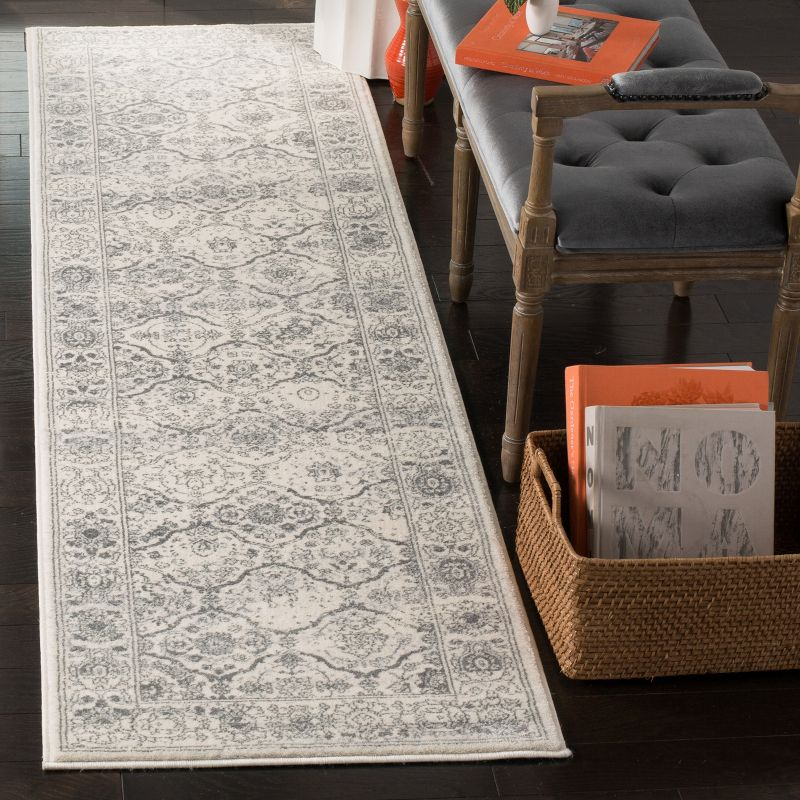Carnegie CNG691 Power Loomed Runner Rug - Cream/Dark Grey - 2'3"x12' - Safavieh.