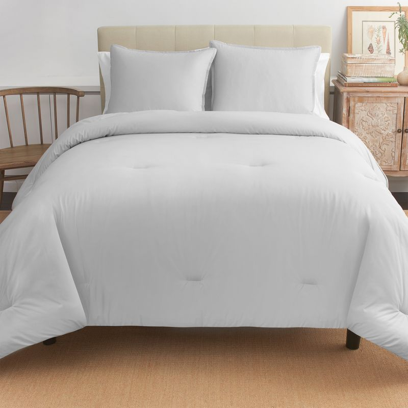 Boutique Living 3pc Full/Queen Reversible Percale Comforter Set Gray: 200 Thread Count, Includes Shams