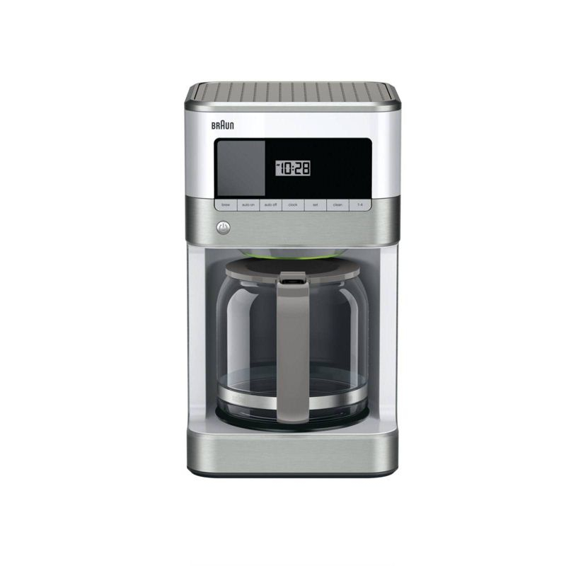 Braun BrewSense 12-cup Drip Coffee Maker - KF6050WH - Stainless Steel/White: Automatic Shut-Off, Glass Carafe, 1000W