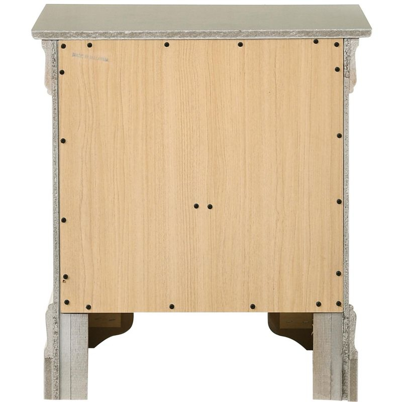 Passion Furniture Louis Philippe 2-Drawer Silver Champagne Nightstand (24 in. H X 22 in. W X 16 in. D)