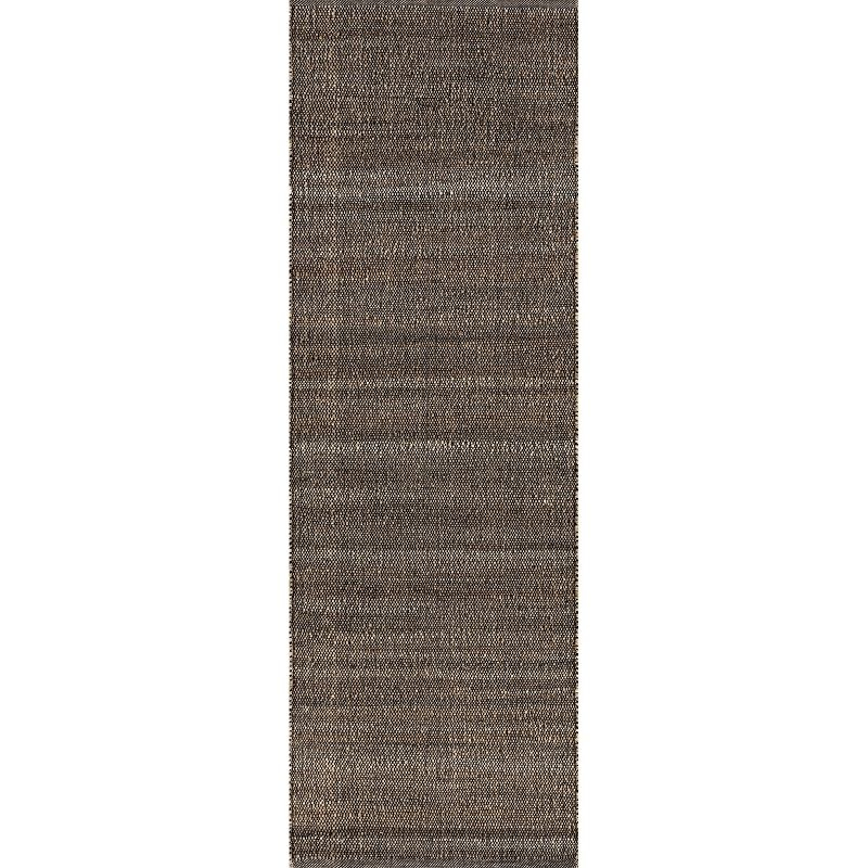Nuloom 2x8 Elfriede Jute & Cotton Hand Woven Indoor Area Rug, Charcoal, Solid Rustic Farmhouse Style Natural Fiber Bedroom, Living Room,
