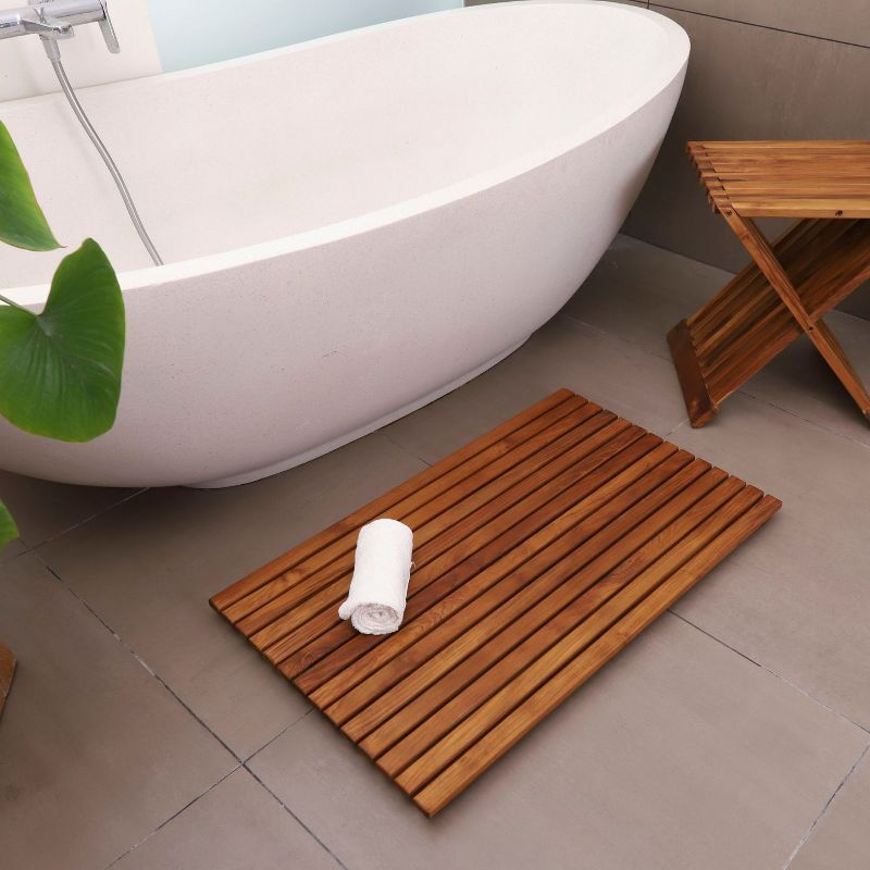 Nordic Teak 31.4" x 19.6" Natural Shower and Bath Mat - Beige