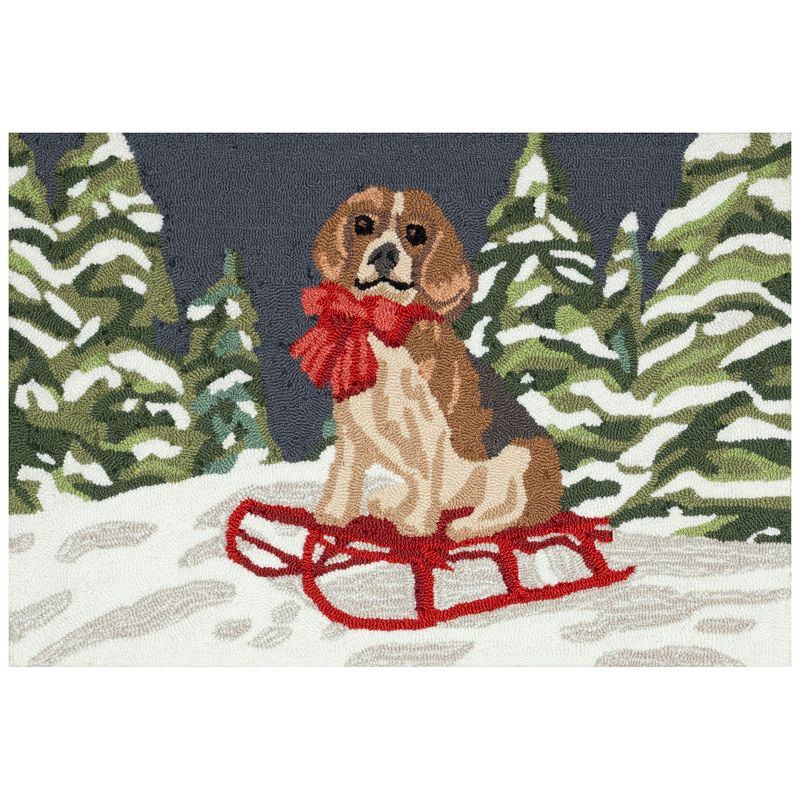 Liora Manne Frontporch Winter Sled Dog Indoor/Outdoor Area Rug Multi 2' x 3'