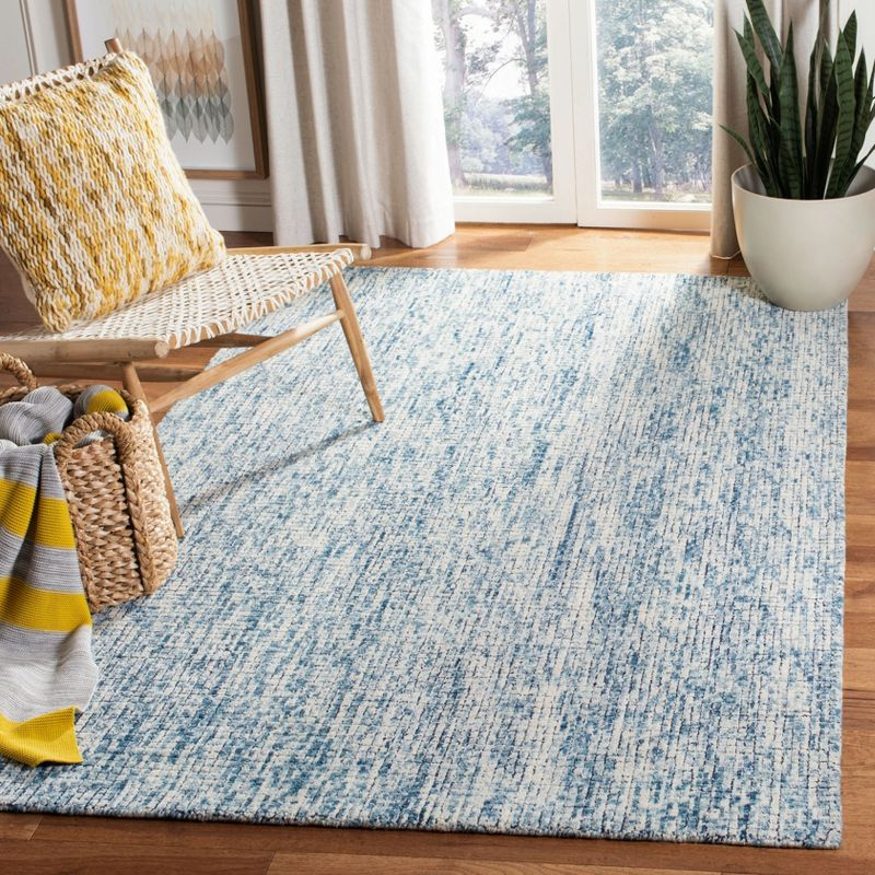 Abstract ABT473 Hand Tufted Area Rug - Ivory/Navy - 4' X 6' - Safavieh.