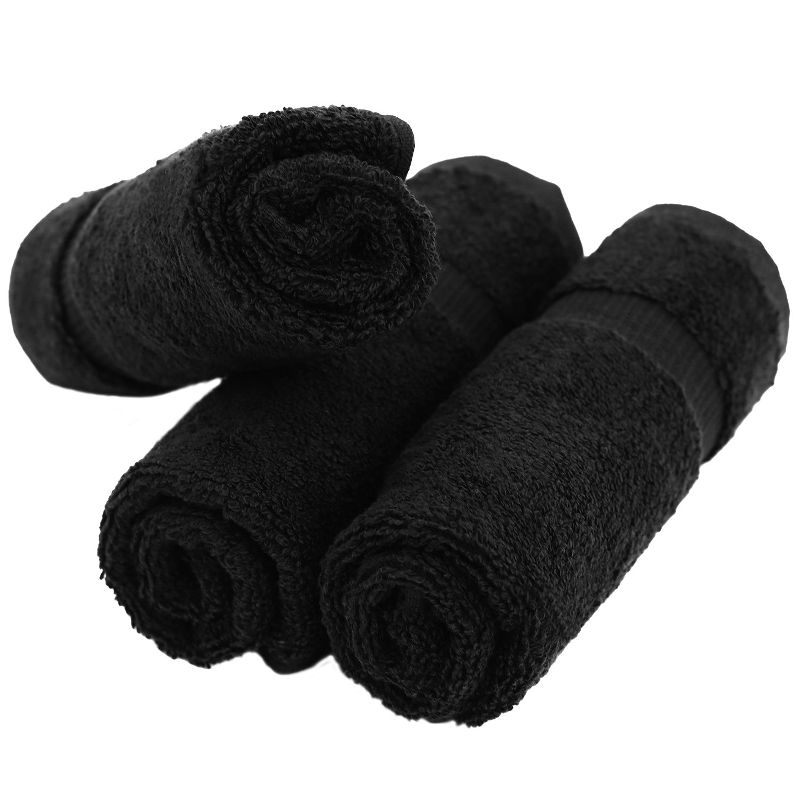 BC BARE COTTON Luxury Hotel & Spa Towel Turkish Cotton Washcloths - Dobby Border (13x13 Inches) - Set of 12 - Wedgewood