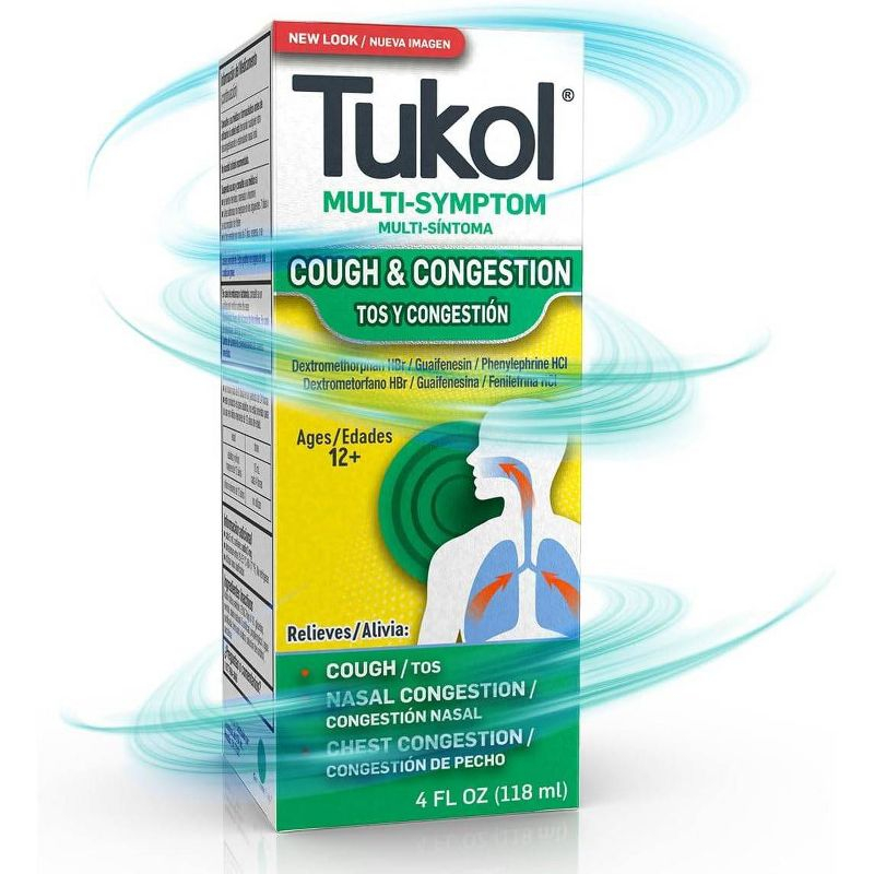Tukol Extra Strength Multi Symptom Cold Relief Liquid - Dextromethorphan - 4 fl oz