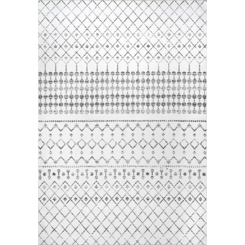 Nuloom Blythe Trellis 8x10 Machine Washable Indoor Area Rug for Living Room Bedroom Dining Room Kitchen, Grey/Off White