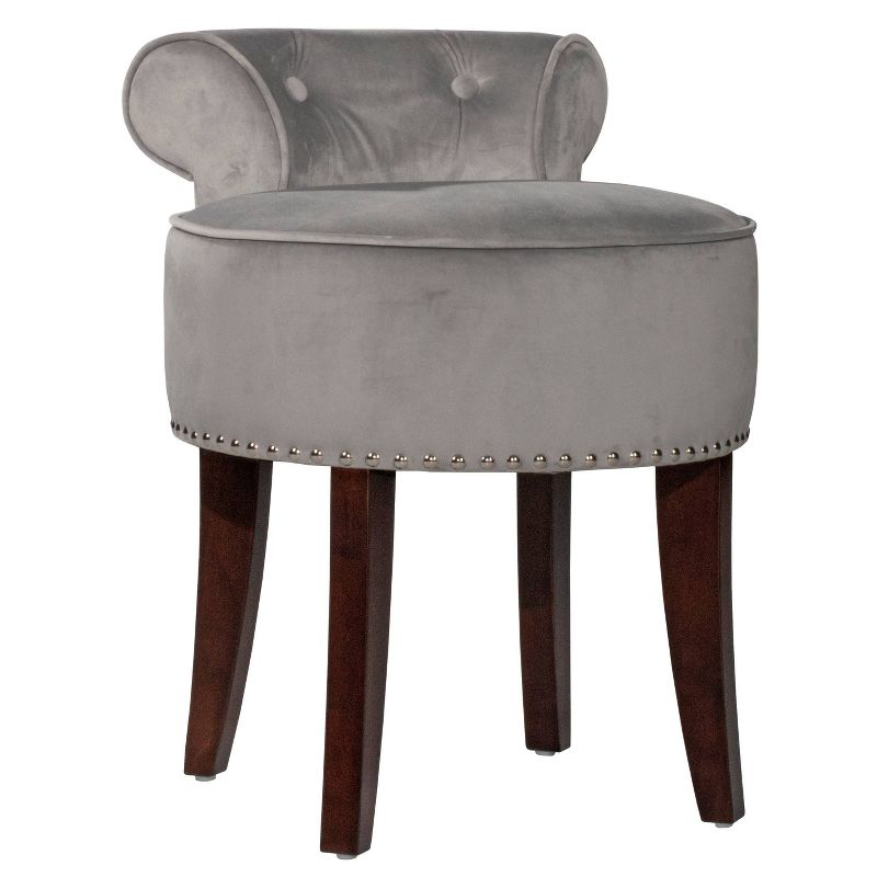 22.5" Lena Wood and Upholstered Vanity Stool Gray - Hillsdale Furniture