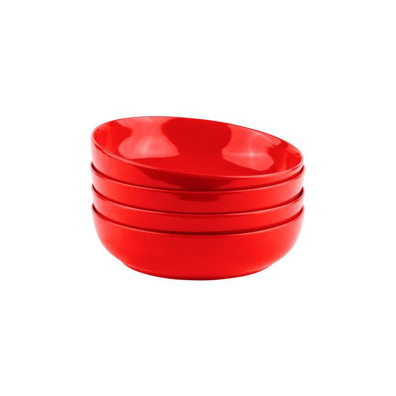 Kook Ceramic Pasta Bowls, Set of 4, 40 oz, Red