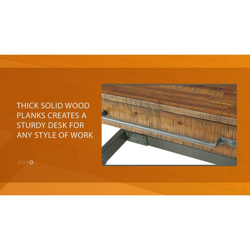Lancaster Desk Amber/Graphite - Ink+Ivy: Solid Wood with Metal Frame, 1 Drawer, Full Extension Glides