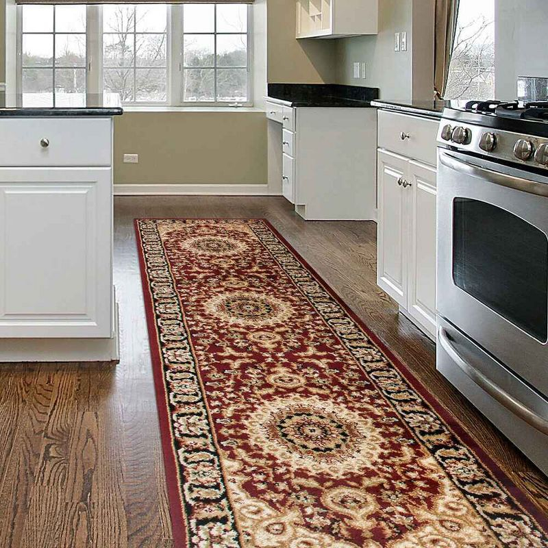 World Rug Gallery Traditional Oriental Medallion Area Rug - Burgundy 2' x 7'