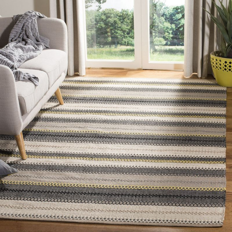 Striped Kilim STK412 Hand Woven Indoor Area Rug - Grey - 4'x6' - Safavieh.