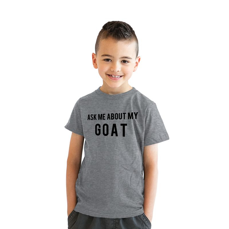 Youth Ask Me About My Goat Funny Animal Flip Shirt Cool Disguise Tee for Kids - Crazy Dog Youth T Shirt Light Grey XL