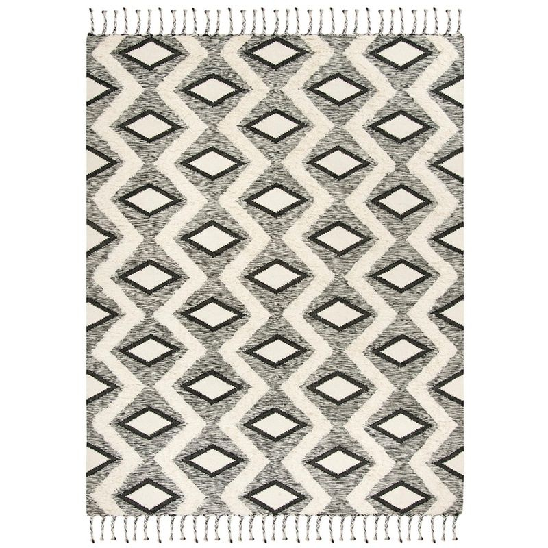Kenya KNY908 Hand Knotted Area Rug - Black/Ivory - 8'x10' - Safavieh