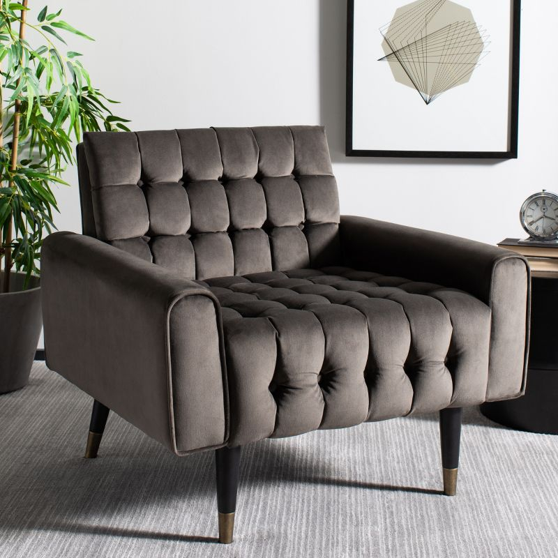 Amaris Tufted Accent Chair - ACH4503 - Shale/Black - Safavieh