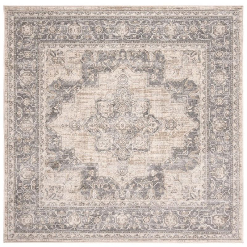 Brentwood BNT865 Power Loomed Indoor Area Rug - Cream/Grey - 5'x5' - Safavieh