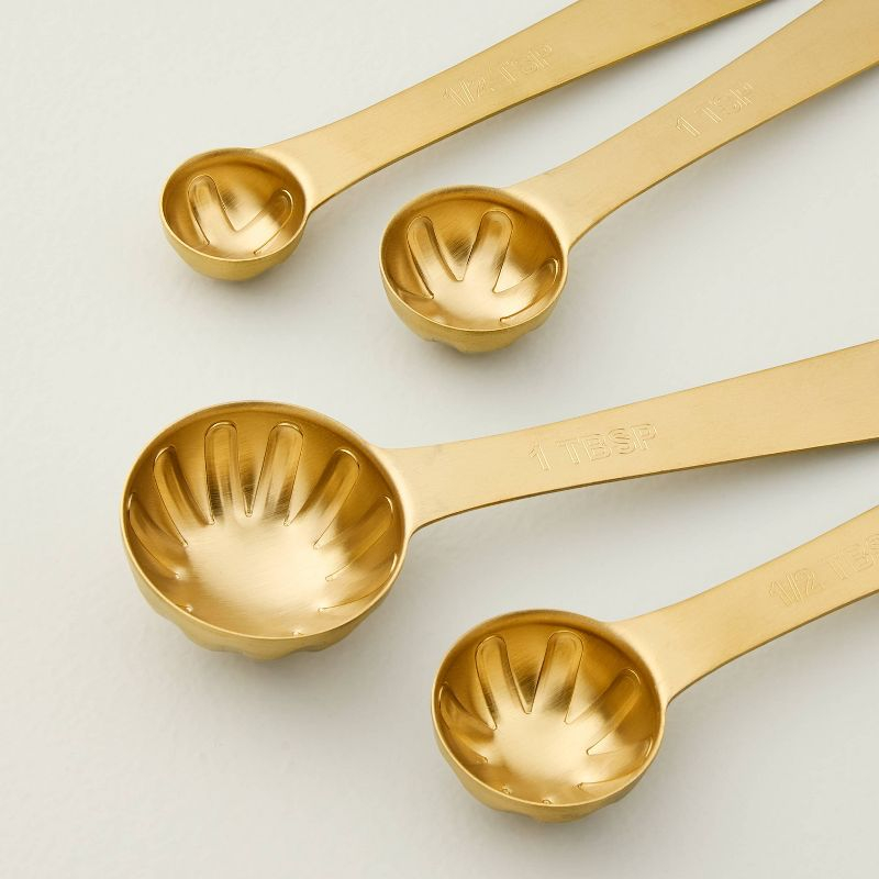 4pc Stainless Steel Measuring Spoons Vintage Brass Finish - Hearth & Hand™ with Magnolia