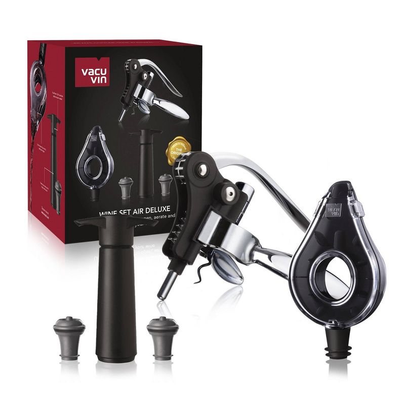 Vacu Vin Set of 5 Air Deluxe Wine Set Black