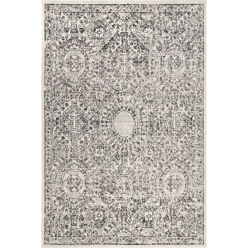 Nuloom Minta Medallion 6 Square Indoor Area Rug for Living Room Bedroom Dining Room Kitchen, Grey/Ivory