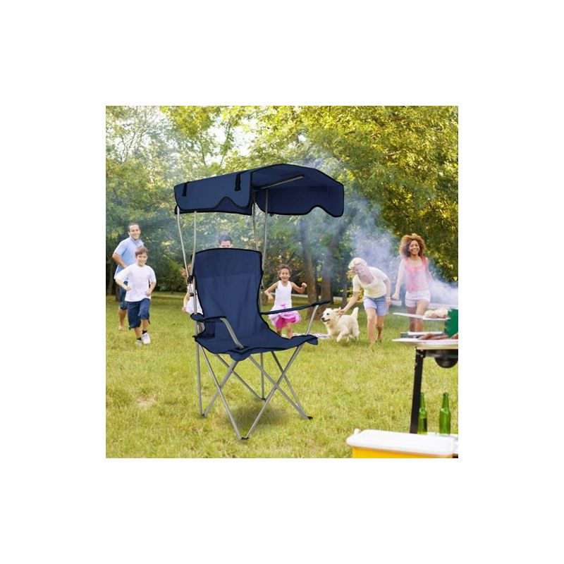 LakeForest "Foldable Beach Canopy Chair with Sun Protection: Lightweight, 330 lbs Load Capacity, Cup Holder for Camping, Lawn, and Picnic Use" Blue