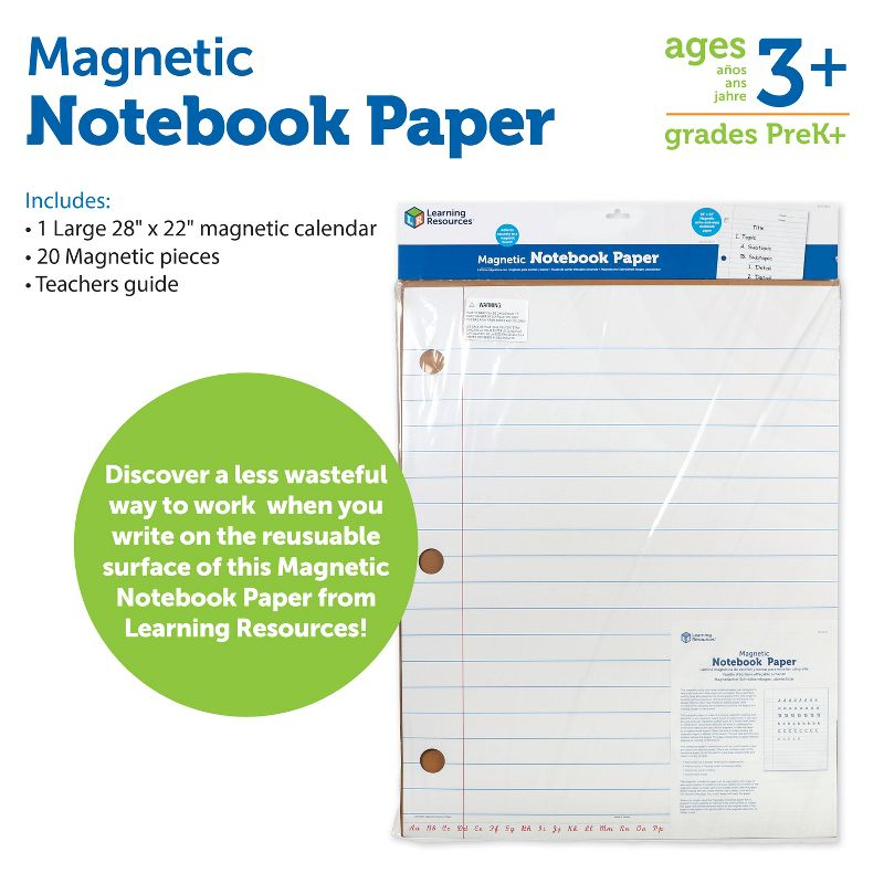 Learning Resources Magnetic Notebook Paper, 22"L x 28"H