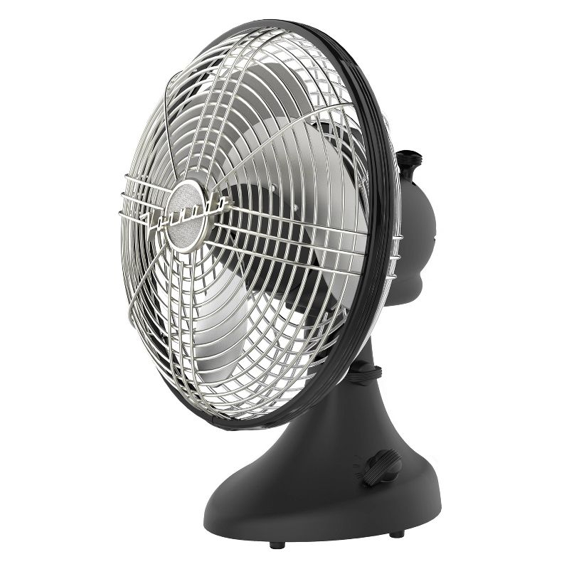 Vornado Silver Swan Portable Oscillating Fan Black: Metal Desk Fan, Quiet Air Circulation, Adjustable Tilt, 3 Speeds