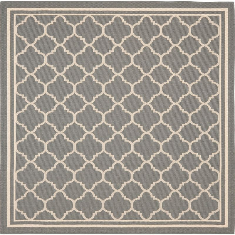Courtyard CY6918 Power Loomed Indoor/Outdoor Area Rug - Anthracite/Beige - 4'x4' - Safavieh.